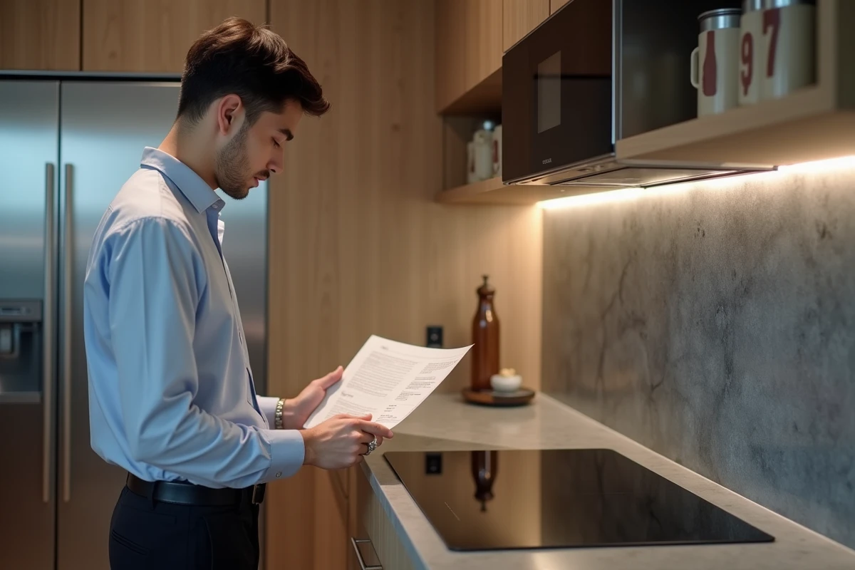 Jeune homme lisant un manuel près d